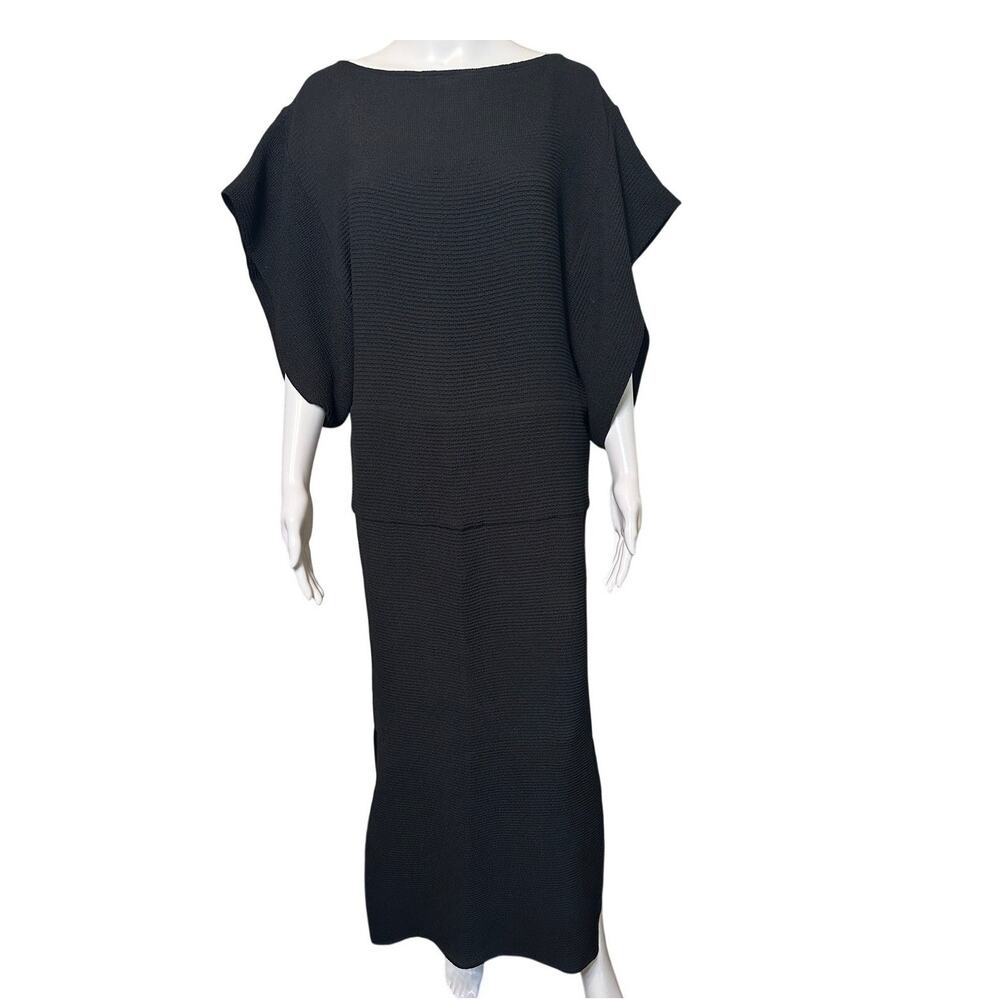 Rare Designer Shamask Original Kaftan Textured Knit Dress sz S Black Vintage